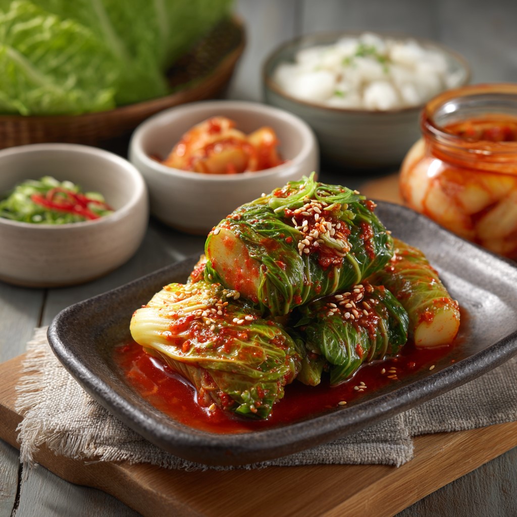 신선한 김치 한 접시